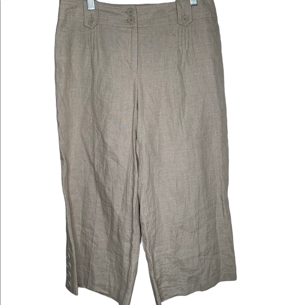 New Ann Taylor Loft Womens Ann Linen Crop Pants 6 tan BNWT